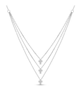 Collana Donna in Argento 925 a Tre fili con Croci AS1180- Lord 925