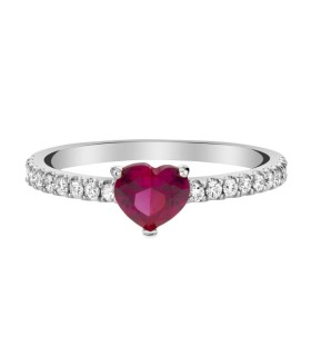 Anello Donna in Argento con Cuore Rosso e Pietre Bianche AS1334 - Lord 925