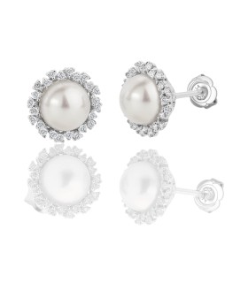 Orecchini Donna "Set Quattro"  in Oro Bianco con Perle Akoya 7/7.5mm con Diamanti ct. 0,24  LBEAAK667 - Coscia