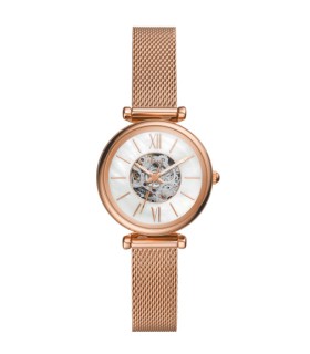 Orologio Donna Automatico Carlie Mini Me in Acciaio Pvd Rosè Maglia Milano ME3188 Fossil