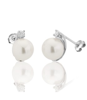 Orecchini Donna in Oro Bianco con Perle Akoya 9/9.5mm con Diamanti ct. 0,16  LBEAAK195.1 - Coscia