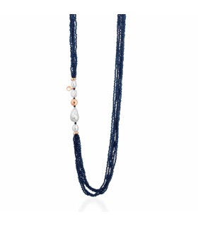 Collana Donna in Argento Rosè con Perle d'Acqua Dolce e Spinello Blu LGNK534.2 -  Le Lune Glamour