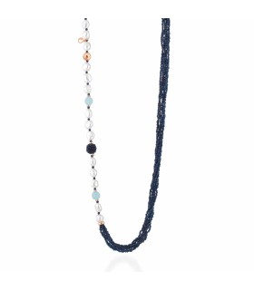 Collana Donna in Argento Rosè con Perle d'Acqua Dolce, Spinello Blu e Giada Azzurra LGNK531.2 -  Le Lune Glamour