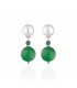 Orecchini Donna Pendenti in Argento Rosè con Perle D'acqua Dolce, Spinelli Verde e Giada Verde LGEA533.1 - Le Lune Glamour