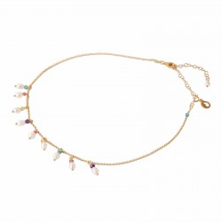 Collana Donna in Argento Oro con Perle, Spinelli, Peridoto e  Apatite- Le Lune Glamour