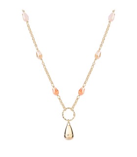 Collana Donna Tulipe in Bronzo Dorato e Pietre Pastello Azzurro e Rosa BTUKOR53 - Rebecca