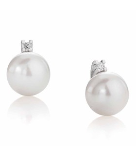 Orecchini Donna in Oro Bianco con Perle FW 5/5.5 mm e Diamanti ct. 0.02 LLEA01.55 - Le Lune