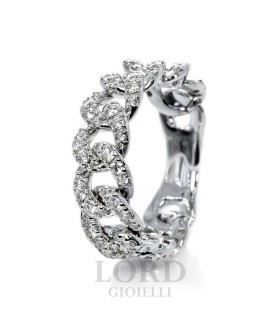 Anello Donna in Oro Bianco Groumette con Diamanti ct. 0,80 G VS AA 031793 - Davite & Delucchi