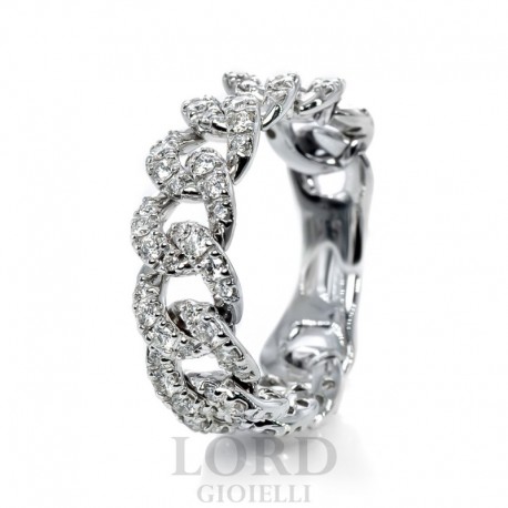 Anello Donna in Oro Bianco Groumette con Diamanti ct. 0,80 G VS AA 031793 - Davite & Delucchi