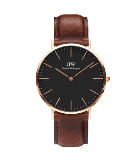 Orologio Uomo ST. Mawes in Pelle Marrone Quadrante Nero 40mm DW00100124 - Daniel Wellington