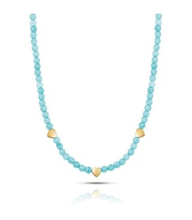Collana Donna in Acciaio Dorato con Pietre Petrolio e Cuori OPSCL-859 - Ops Objects