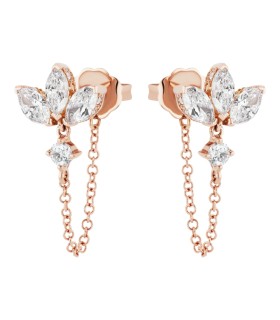 Orecchini Donna Fiore in Argento rosè e Zirconi con Catenina AS1385R - Lord 925
