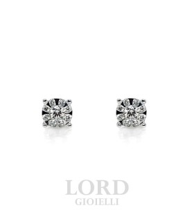 Orecchini Donna Punto Luce in Oro Bianco con Brillanti ct. 0,24 + 0,15 G VS - Davite&Delucchi