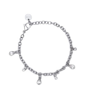 Bracciale Donna Catena in Acciaio con Cristali Pendenti - 2Jewels