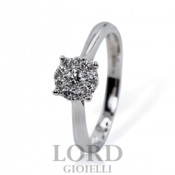 Anello Donna Solitario in Oro Bianco con Diamanti CEntrale ct.0,08+0,14 GVS ABX14774 - Giorgio Visconti