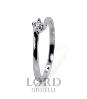 Anello Donna Solitario in Oro Bianco con Diamanti ct. 0.05 G VS AB15555A- Giorgio Visconti