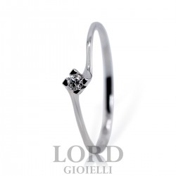 Anello Donna Solitario in Oro Bianco con Diamanti ct. 0.05 G VS AB15547- Giorgio Visconti