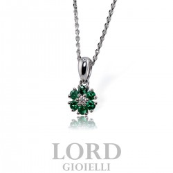 Collana Donna Fiore in Oro Bianco con Smeraldi ct .0,21 e Diamanti ct. 0,03 G VS GBX38312S - Giorgio Visconti