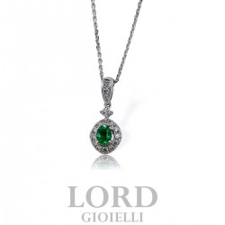 Collana Donna in Oro Bianco con Smeraldo ct. 0,22 e Diamanti ct. 0,19 G VS GBX37196S - Giorgio Visconti