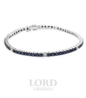 Bracciale Tennis in oro Bianco con Zaffiri ct.2,50 e Diamanti ct. 0,23 G SI - Davite & Delucchi