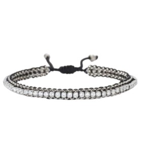 Bracciale Tennis in Acciaio e Cotone Nero - 2Jewels