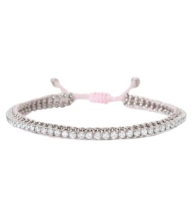 Bracciale Tennis in Acciaio e Cotone Rosa - 2Jewels