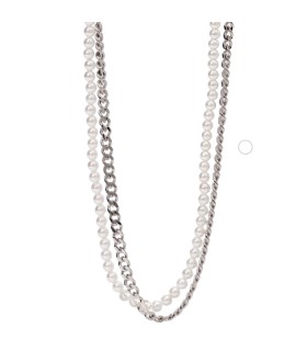 Collana Uomo Multifilo in Acciaio con Perle e Catena - 2Jewels