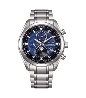 Orologio Uomo Radiocontrollato TSUKI-YOMI Moonphase Quadrante Blu BY1010-81L - Citizen