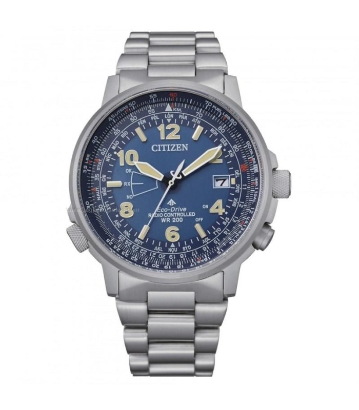 Orologio Uomo Radiocontrollato Pilot Quadrante Blu CB0240-88M - Citizen