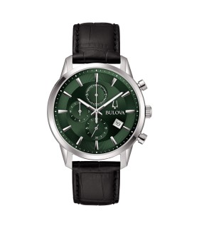 Orologio Uomo Sutton Cronografo in Pelle Quadrante Verde 96B413 - Bulova