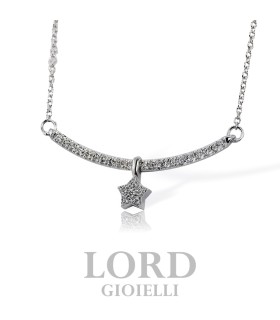 Collana Donna in Oro Bianco Mezzo Tennis con Stella Pavè di Diamanti ct.0,18 - Davite & Delucchi