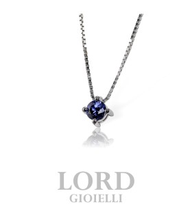 Collana Donna in Oro Bianco con Zaffiro ct. 0.20 - Davite & Delucchi