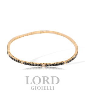 Bracciale Tennis in Oro Giallo con Diamanti Neri ct. 2,50 e Diamanti Bianchi ct. 0,27 G SI - Davite & Delucchi