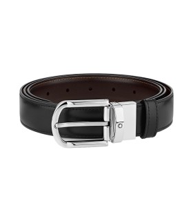 Cintura Uomo Reversibile Nera/Marrone 30mm Fibbia Ferro di Cavallo 111080 - Montblanc