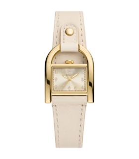 Orologio Donna Harwell in Pelle Beige e Cassa Quadrata in Acciaio Dorato ES5280 - Fossil