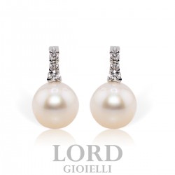 Orecchini Donna in Oro Bianco con Perla 6.5mm con Diamanti ct.0.08 F Si ORK04BAS365 - Bibigi