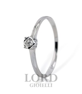 Anello Donna Solitario in oro Bianco con Diamante ct. 0,03 F SI ANK0041B03 - Bibigi