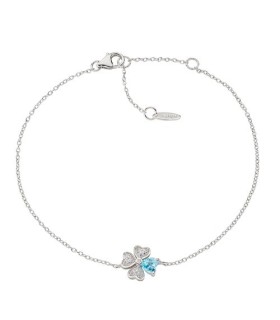 Bracciale Mini Quadricuore in Argento con Pietra Azzurra BRQUBAC - Amen