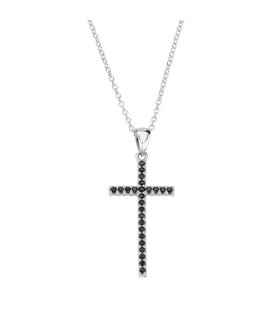 Collana Croce Doppio Colore Nero e Bianco CLCRDOBBNZ - Amen