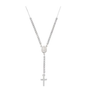 Collana Donna Rosario con Pendente in Argento con Zirconi Bianchi CLCRMIBBZ4 - Amen