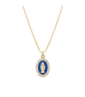 Collana Mini Medaglia Miracolosa Smaltata Blu CLMISMGBL - Amen