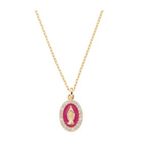 Collana Mini Medaglia Miracolosa Smaltata Bordeaux CLMISMGBO - Amen