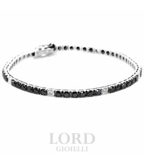Bracciale Tennis in Oro Bianco con Diamanti Neri ct. 5,85 e Diamanti ct. 0.70 - Davite & Delucchi