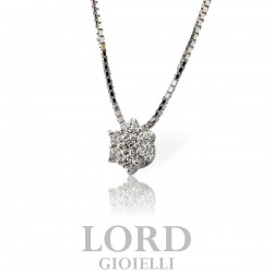 Collana Donna in Oro Bianco Fiore con Diamanti ct. 0,10 G VS BG232/5- Mirco Visconti