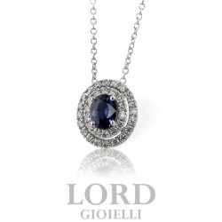 Sapphire Gold Woman Necklace with Diamonds ct. 0.44 + 0.22 - Mirco Visconti
