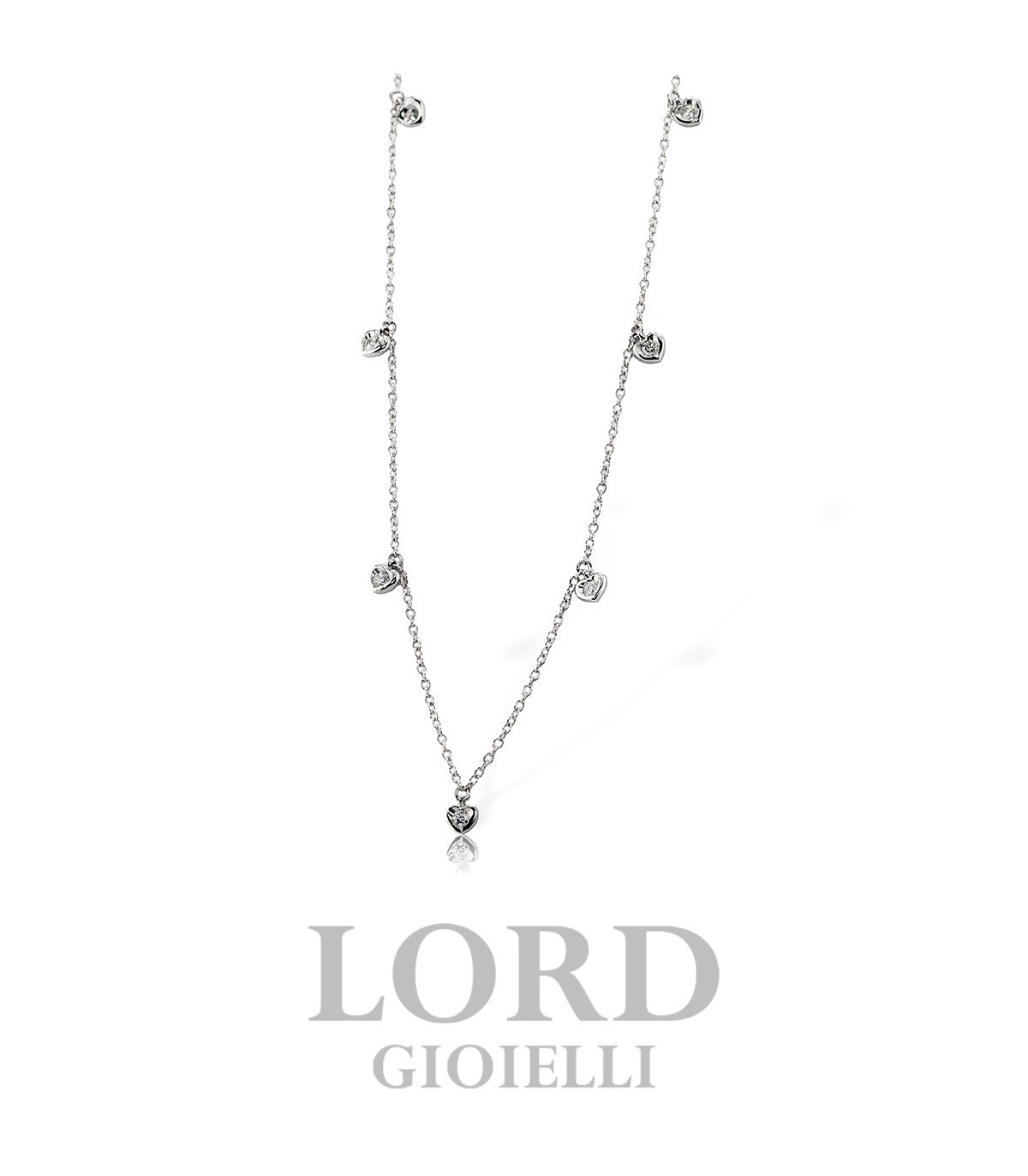 【海外 正規品】 in Donna - Visconti Mirco Collana Oro Brillanti con Pendenti Cuoricini バッグ
