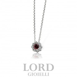 Collana Donna in Oro Bianco con Rubino ct. 0,15 e Diamanti ct. 0,10 G VS GBX36776R - Giorgio Visconti