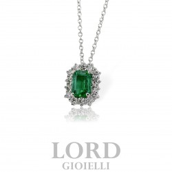Collana Donna in Oro Bianco con Smeraldo ct. 1.00 e Diamanti ct. 0.40 G VS CLN011947 SM7 - Davite & Delucchi