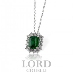 Collana Donna in Oro Bianco con Smeraldo ct .1.50 e Diamanti ct. 0.46 G VS CLN012034 SM1 - Davite & Delucchi