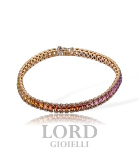 Bracciale Donna Tennis in Oro Rosa con Diamanti Ct. 1,50 e Zaffiri Colorati ct. 12,75 BR 002410 ML - Davite & Delucchi